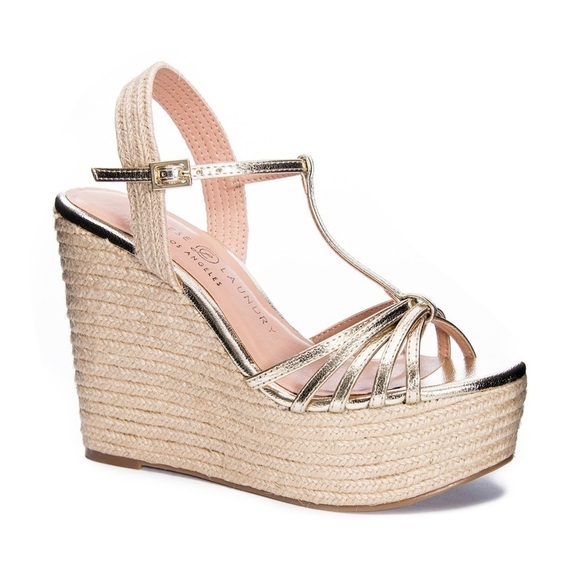 Chinese Laundry Shoes - CHINESE Laundry Evie Metallic Wedge Women’s Size 9